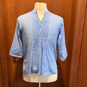 Oliphant Sky Blue Linen Top